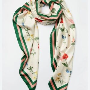 Tuckernuck Green and Pink Scarf with Floral Design